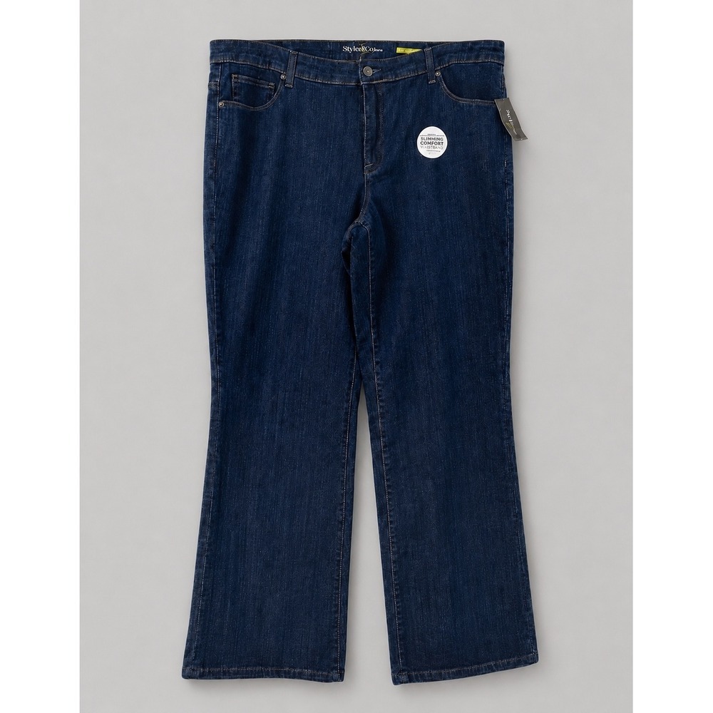 Style & Co Woman Jeans 16WP Dark Wash Tummy Control Mid Rise Bootcut Denim